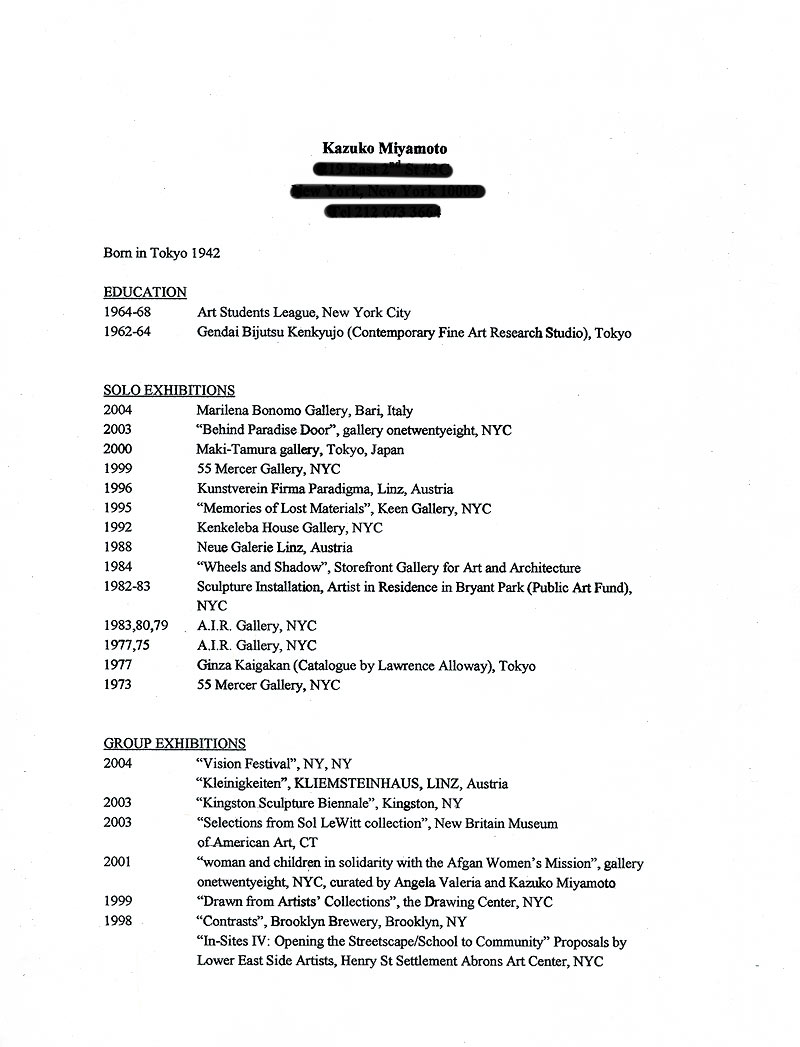 Kazuko Miyamoto's Resume, pg 1